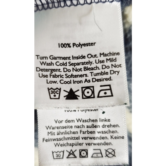 Eddie Bauer fleece striped half buttons pullover hooded sweater navy ivory 2Xl - Picture 10 of 11